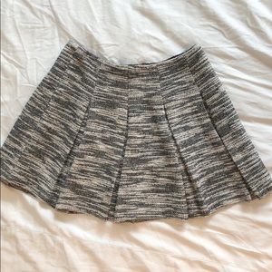 Alice + Olivia black and white pleated tweed skirt